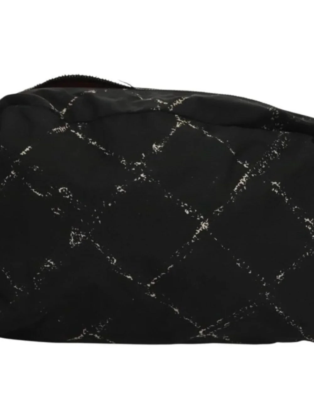 CHANEL Pouch Nylon Grained Calf Skin 2 Set Black Silver CC Auth bs28342